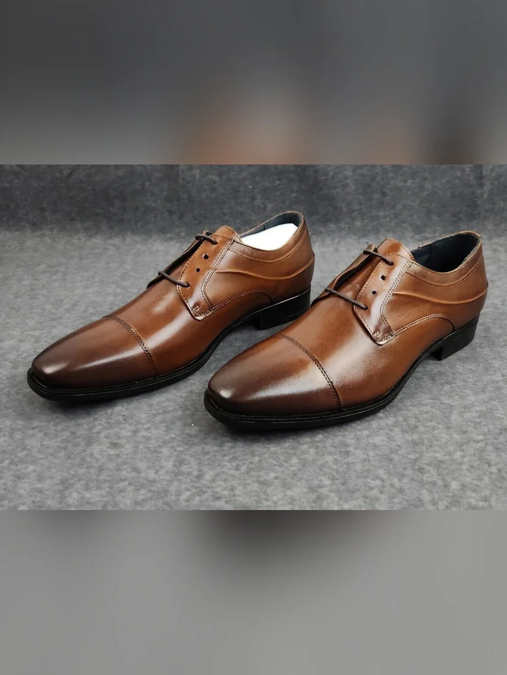 Johnston And Murphy Gibbons Cap Toe Shoe Mens 11.5 Brown Full Grain Leather Lace